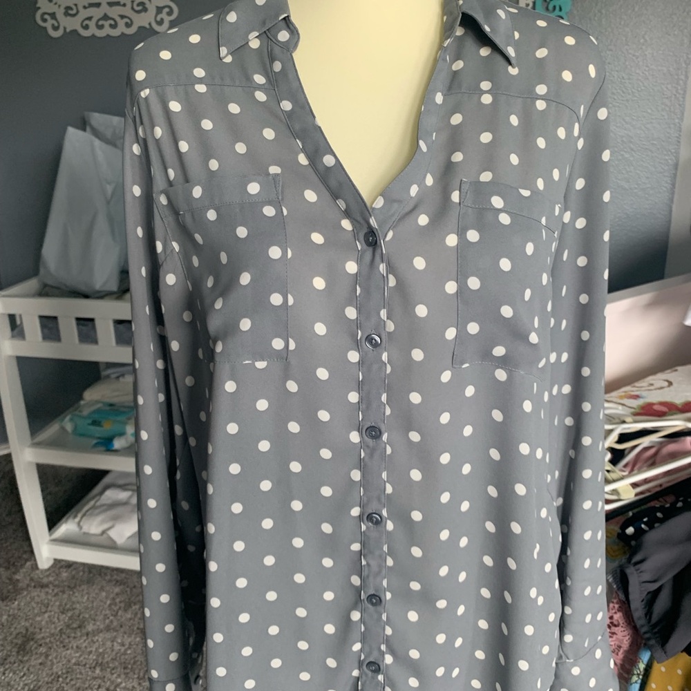 Polka dot Express button-up blouse